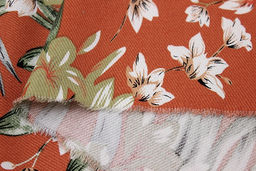 Плательная вискоза Тропиканка цв.оранжево-терракотовый, ш.1.47м, вискоза-100%, 135гр/м.кв - Купава фото 5