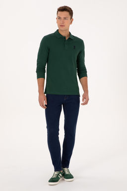 Erkek Koyu Ye_il Basic Sweatshirt