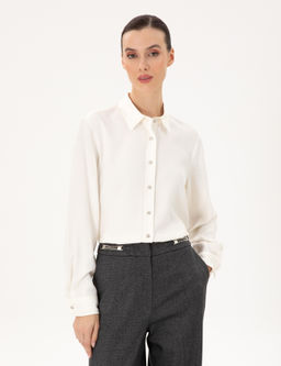 Ekru Comfort Fit Uzun Kollu G_mlek