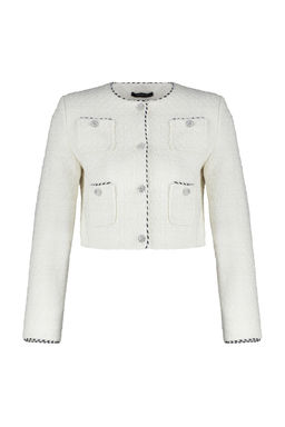 Limited Edition Ekru Crop Dokuma Ceket TWOAW24CE00122 - Trendyolmilla фото 7