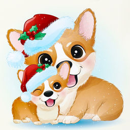 Цена за 2 шт. Пакет подарочный с вырубной ручкой «Корги» 26×32×10 см, красный