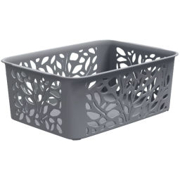 Цена за 2шт. Корзина для хранения универсальная LEAVES, серый, 25,8*18,6*10см, 4л