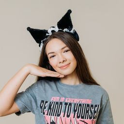 Карнавальный ободок новогодний Кошка аниме с рюшками, цвет черный - Страна карнавалия фото 6