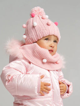 PlayToday / Комплект детский трикотажный для девочек: шапка, снуд
