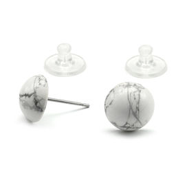 Серьги гвоздики кахолонг 9-10мм. Радуга камня