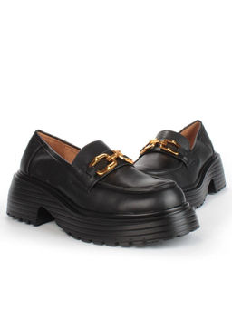 03-PDAG52-1 BLACK Лоферы женские (натуральная кожа)