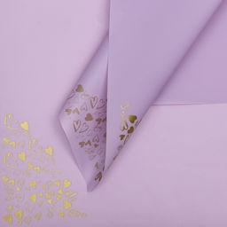 Цена за 20 шт. Плёнка матовая для цветов, с рисунком Амур, сиреневая, 60?60 см