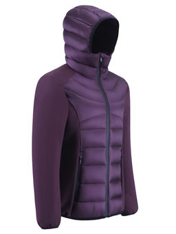 Куртка женская гибридная стёганая с капюшоном с графеновой подкладкой темно-фиолетового цвета 9626_1TF