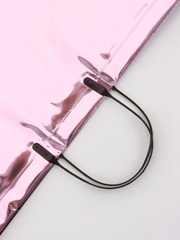 Пакет подарочный ПВХ, голография, розовый, пластиковая ручка, 50×42×12 см