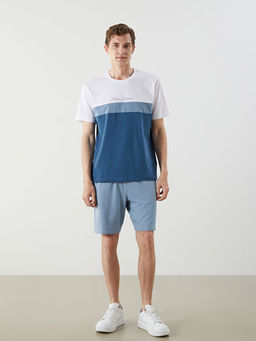 Bisiklet Yaka K?sa Kollu Renk Bloklu Erkek Ti??rt