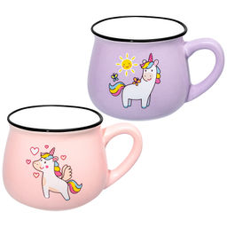 Набор кружек 2 пр. 160 мл 10*7,5*6 см "Сказочный единорог" розовый и сиреневый, фарфор