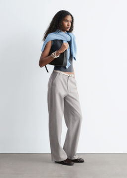 Pantalones de lana de perneras anchas - H&m фото 4