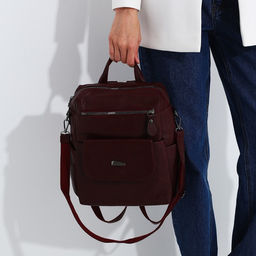 Рюкзак женский из искусственной кожи на молнии, 2 кармана, цвет бордовый - Simaland фото 8