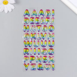 Цена за 10 шт. Наклейка пластик «Английский алфавит», с глиттером, 9×20.5 см, МИКС