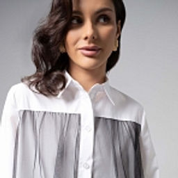Рубашка комбинированная с сеткой, Срочно на обложку (white) - Charutti фото 15