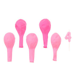 Свеча для торта, цифра 4 + воздушные шары, 5 шт, розовый - Страна карнавалия фото 3