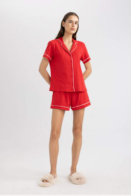 Fall in Love Regular Fit Pijama Tak?m? K?sa Kollu Ust Sort - Defacto фото 2