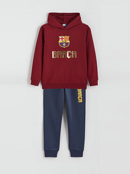 Kap??onlu Barcelona Bask?l? Erkek ?ocuk E?ofman Tak?m?