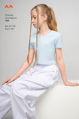 Укороченная футболка в рубчик для девочки Happyfox