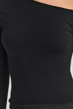 TRENDYOLMILLA Siyah Seamless/Dikissiz Uzun Kollu Orme T-Shirt THMSS25TS00004 фото 3