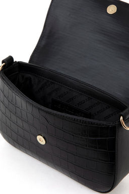 Женская черная сумка через плечо из крокодиловой кожи - U.s. polo assn фото 7