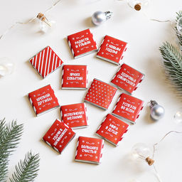 Набор 12 шоколадок Счастья в новом году (золотые звезды и шары на красном) - 8 чудо фото 3