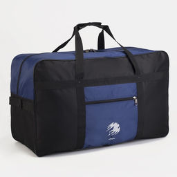 Сумка дорожная на молнии, наружный карман, чёрная, синяя