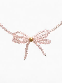 Чокер из бусин «Хрустальный бантик», 33 см + 5 см цепочка, розовый в серебре