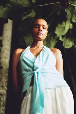 HALTER KNOT TOP IN A LINEN BLEND - Zara фото 2