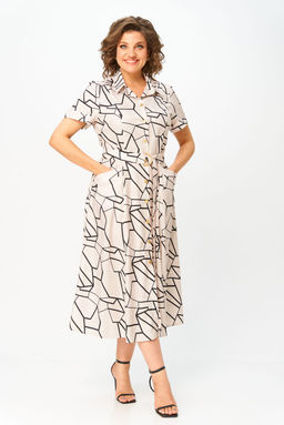 Платье Swallow 844.2 льняной, принт чёрная геометрия фото 7