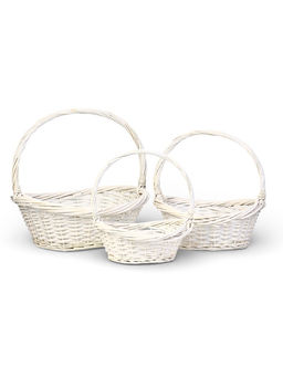 Корзина плетёная для хранения Folia, с ручкой, белая, набор 3 шт.