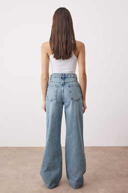 TRENDYOLMILLA Beyaz Yuksek Bel Wide Leg Jeans TWOSS24JE00140 фото 12