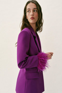 BLAZER HOMBRERAS PU?O PLUMAS / P?rpura - Zara фото 3