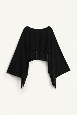SUEDE LEATHER FRINGED CAPE - LIMITED EDITION - Zara фото 6