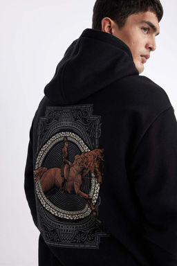 Толстая толстая толстовка с капюшоном и принтом на спине оверсайз - Defacto фото 7