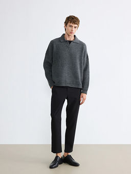 Polo Yaka Fitilli Erkek Triko Kazak