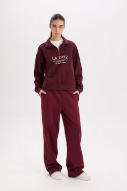 Straight Fit Beli Lastikli Cepli Yuksek Bel Kal?n Basic Duz Esofman Alt?