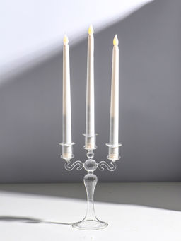 Стеклянный подсвечник на 3 свечи «Канделябр. Версаль», прозрачный, d=2.2 см, 21×14×7.7 см