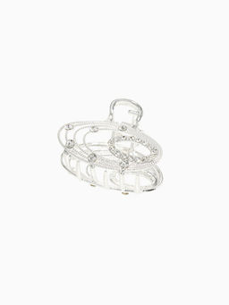 Цена за 6 шт. Краб для волос "Джули" овал, 4,5 см, серебро