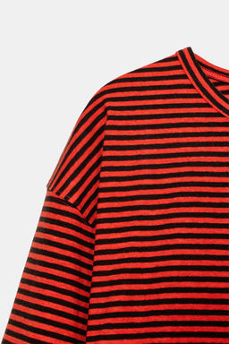 CAMISETA RAYAS ALGOD?N Y LINO / Rojos - Zara фото 7