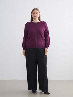 Bisiklet Yaka ?i?ekli Kad?n Triko Kazak