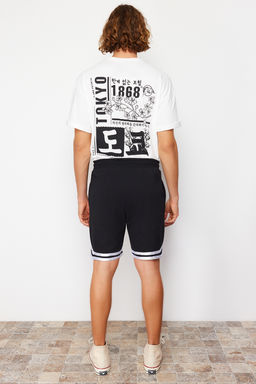 Siyah Regular/Normal Kesim Lastik Belli Genis Paca Seritli Sort TMNSS24SR00030