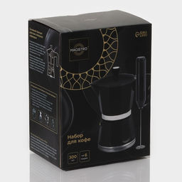 Подарочный набор Magistro Blackout, 2 предмета: гейзерная кофеварка, капучинатор, 300 мл, чёрная