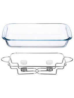 Набор 2 мармитов 3 л 48*29.8*17 см "Прямоугольный" с крышками из нерж. стали, на подставке, стекло