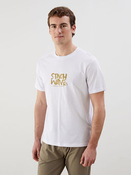 Bisiklet Yaka K?sa Kollu Bask?l? Penye Erkek Ti??rt