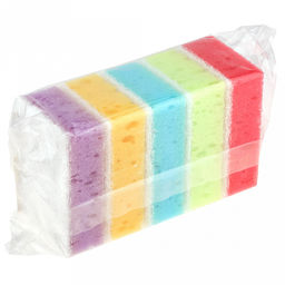 Губка для посуды Коломбина 9,3х6,4х3см, поролон, абразивная фибра, супер-пена, набор 5шт (Россия) - Домашняя мода фото 2