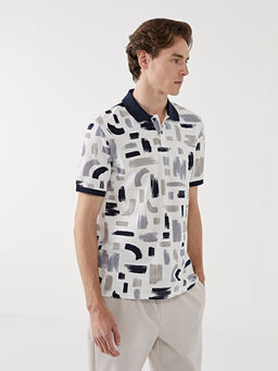 Polo Yaka K?sa Kollu Desenli Pike Erkek Ti??rt