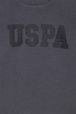U. S. Polo Assn Серый меланжевый трикотажный свитер с круглым вырезом для мальчика - U.s. polo assn фото 8