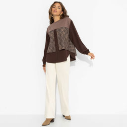 Свитшот с эффектом многослойности, Стиль по-взрослому (браун, нью) - Charutti фото 6