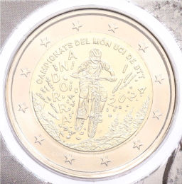 Монета 2 евро 2024 года Андорра Чемпионат мира UCI по маунтинбайку 2024 года (в блистере)